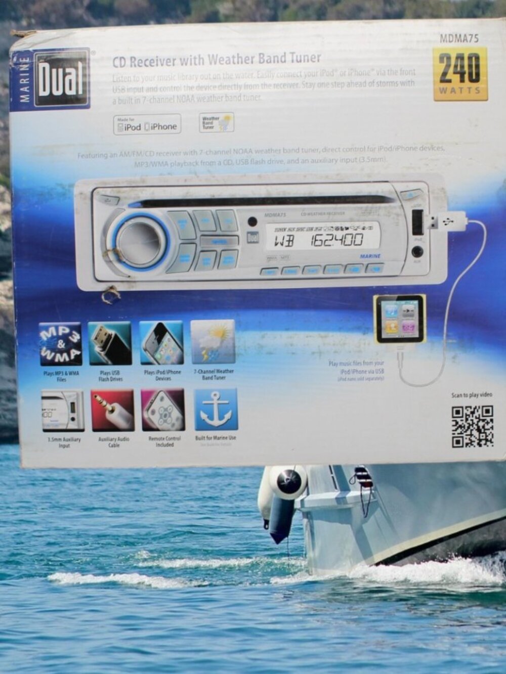 Dual Marine MDMA75 AM/FM/CD/MP3/WMA/Ipod Radio Player boat radio NIB